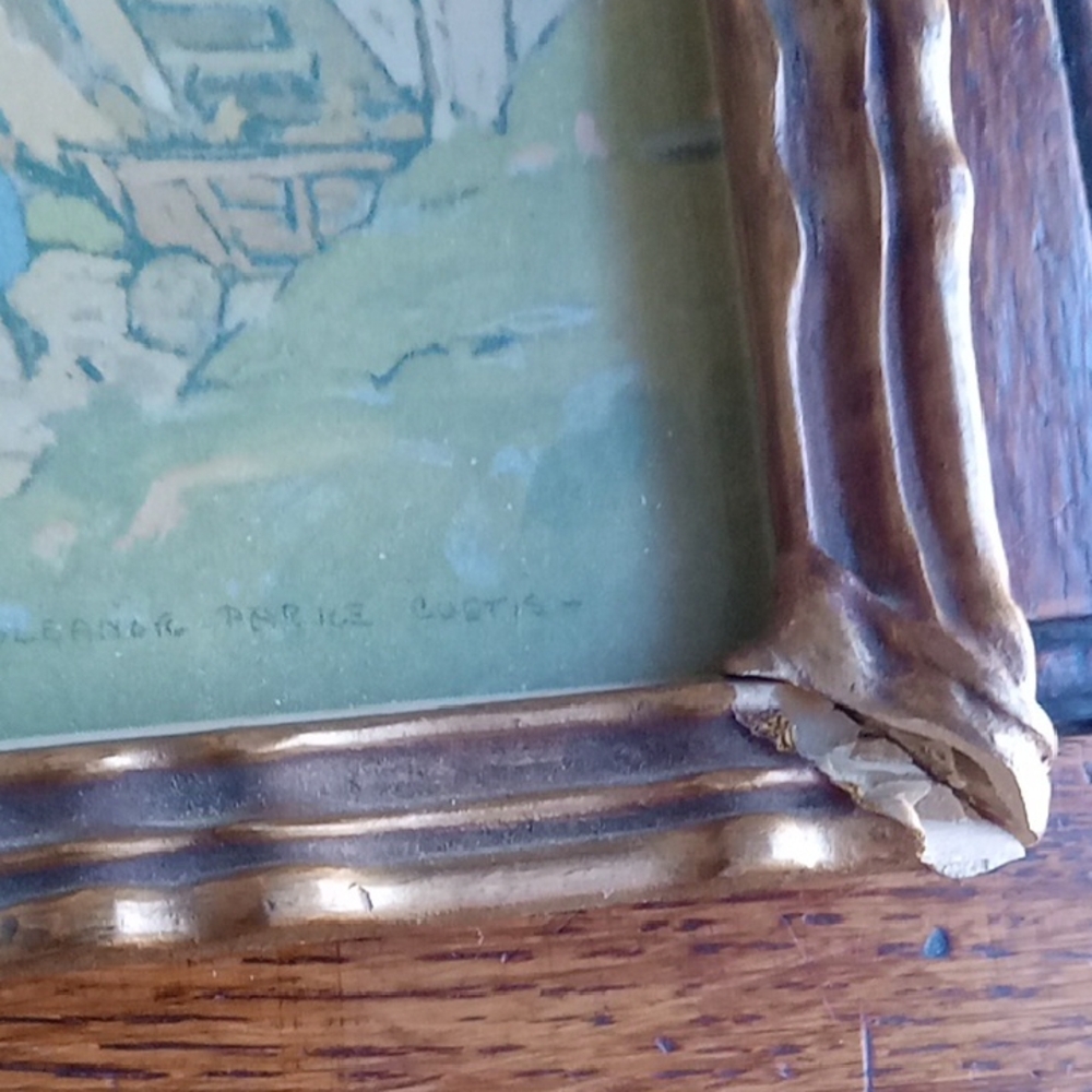Vintage Swiss Framed Mountain Village Art - Picture 6 of 9